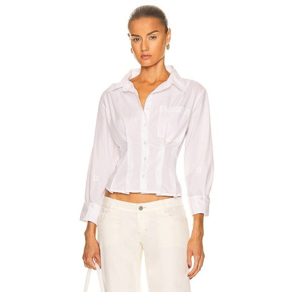 Citizens of Humanity Cropped White Blouse – Size S - Picture 2 of 4